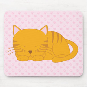 Schlafende Orange Tabby Cat Mousepad