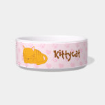 Schlafende Orange Tabby Cat Napf<br><div class="desc">Das ansprechende Design zeichnet sich durch eine süße Abbildung eines orangefarbenen Tischkätzchens aus, das ein Nickerchen auf niedlichen rosa oder blauen Herzen nimmt, und durch den Pfotendruck entsteht ein Muster-Hintergrund.</div>