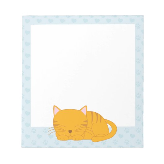 Schlafende Orange Tabby Cat Notizblock (Vorderseite)