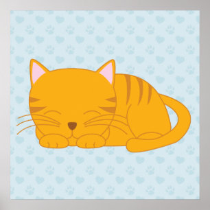 Schlafende Orange Tabby Cat Poster