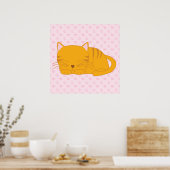 Schlafende Orange Tabby Cat Poster (Küche)