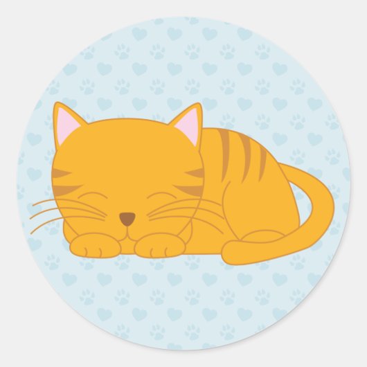 Schlafende Orange Tabby Cat Runder Aufkleber (Vorderseite)
