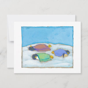 Schlafende Pinguine Originalgemälde Pyjamaparty Einladung
