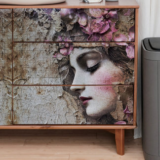 Schlafende Pinke Dame Decoupage Seidenpapier