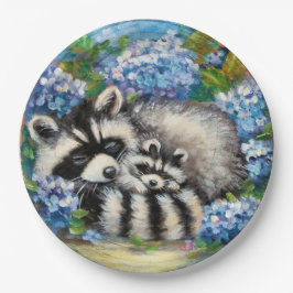 Schlafende Raccoon Mama & Baby Paper Teller