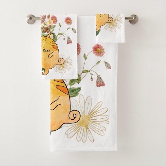 Schlafende rote Katze Badhandtuch Set (Insitu)