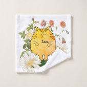 Schlafende rote Katze Badhandtuch Set (Waschlappen)
