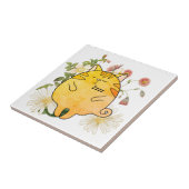 Schlafende rote Katze Fliese (Seite)