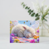 Schlafende Schafe auf Wiesenpicknickdecke Feiertagspostkarte (Stehend Vorderseite)