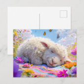 Schlafende Schafe auf Wiesenpicknickdecke Feiertagspostkarte (Vorne/Hinten)