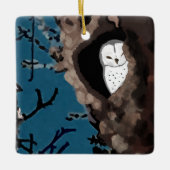 Schlafende Schleiereule Keramikornament (Vorderseite)