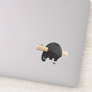 Schlafende schwarze Katze Niedlich Aufkleber
