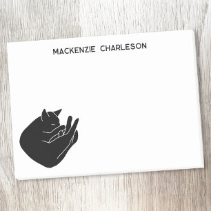 Schlafende schwarze Katze personalisierter Name Post-it Klebezettel