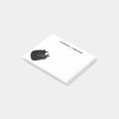 Schlafende schwarze Katze personalisierter Name Post-it Klebezettel (angewinkelt)