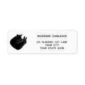 Schlafende schwarze Katzen-Rücksendeetikett (Vorne)