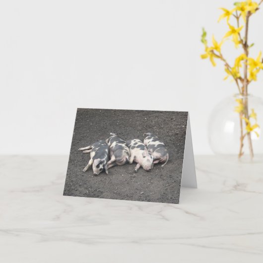 Schlafende Schweine Karte (Gelbe Blume)