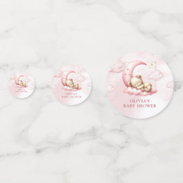 Schlafende Teddy Bär auf Wolke neun rosa Mädchen Konfetti