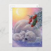 Schlafende Weihnachtsbären Feiertagspostkarte (Vorne/Hinten)
