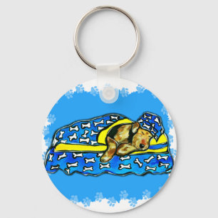 Schlafender Airedale Schlüsselanhänger