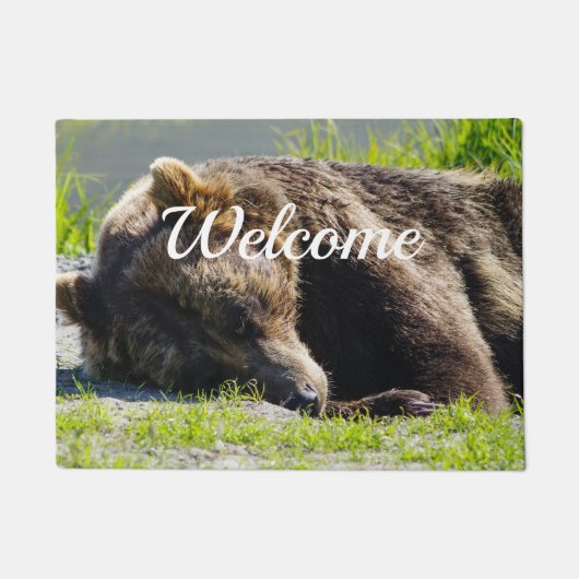 Schlafender Alaska Grizzly Bär Willkommen Türmat Fußmatte (Vorderseite)