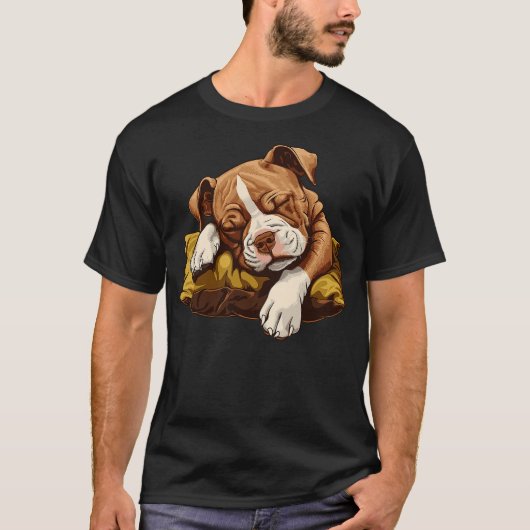 Schlafender American Staffordshire Terrier Welpe T-Shirt (Vorderseite)
