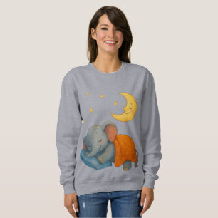 Schlafender Baby-Elefant unter dem Mond – Süßer Tr Sweatshirt