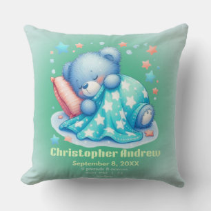 Schlafender Bär Baby Junge Geburtsstatistik Kissen