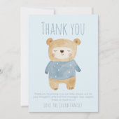 Schlafender Bär blau Baby Shower Süß danke (Vorderseite)