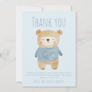 Schlafender Bär blau Baby Shower Süß danke 