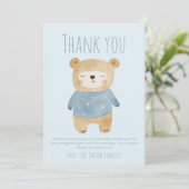 Schlafender Bär blau Baby Shower Süß danke (Stehend Vorderseite)