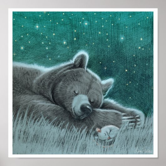 Schlafender Bär und Mausdruck Poster (Vorne)