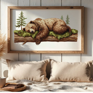 Schlafender Bär Wald-Themen-Kinderzimmer Poster