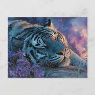 Schlafender blauer Tiger unter dem sternenklaren G Postkarte