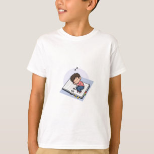 Schlafender Buchjunge Doodle Kinder T-Shirt