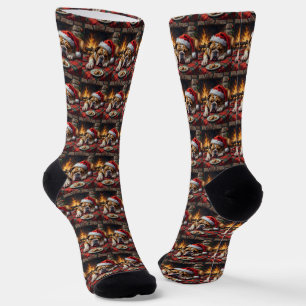 Schlafender Bulldogge Hund Schnell Schlafend Santa Socken