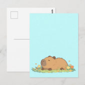 Schlafender Capybara ruht auf Sommerwiese Postkarte (Vorne/Hinten)
