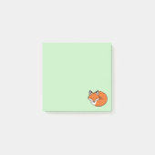Schlafender Cartoon Fox auf Grün Post-it Klebezettel (Vorderseite)