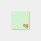 Schlafender Cartoon Fox auf Grün Post-it Klebezettel (Vorderseite)