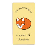 Schlafender Cartoon Fox Buchzeichen auf Gelb (Vorne)