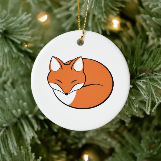 Schlafender Cartoon Fox Keramik Ornament (Baum)