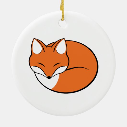 Schlafender Cartoon Fox Keramik Ornament (Hinten)