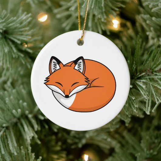 Schlafender Cartoon Fox Keramik Ornament (Baum)
