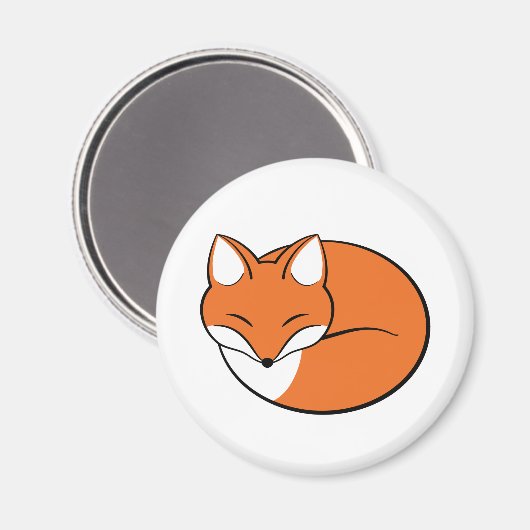 Schlafender Cartoon Fox Magnet (Vorderseite/Rückseite)