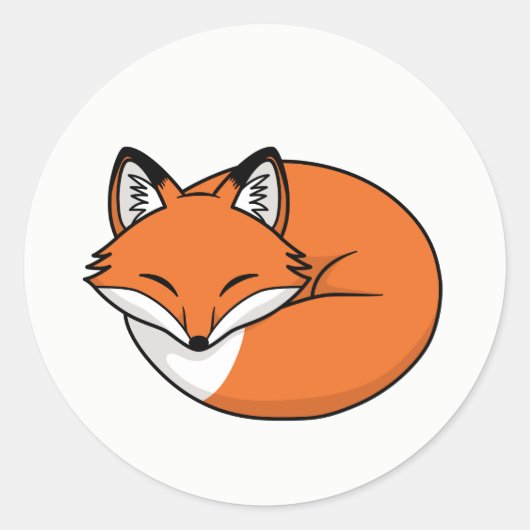 Schlafender Cartoon Fox Runder Aufkleber (Vorderseite)