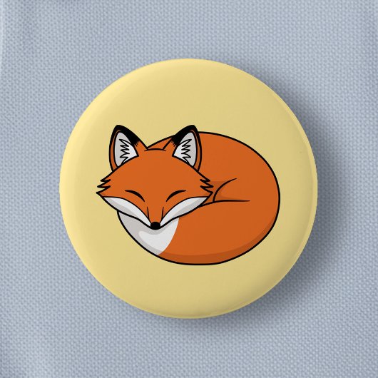 Schlafender Cartoon-Fuchs auf Gelb Button