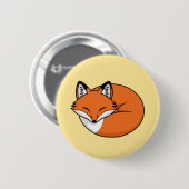 Schlafender Cartoon-Fuchs auf Gelb Button (Vorne & Hinten)