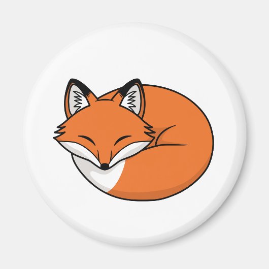 Schlafender Cartoon-Fuchs Magnet (Vorne)