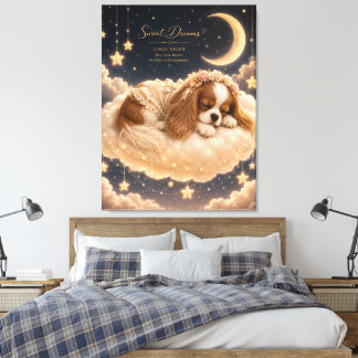 Schlafender Cavalier King Charles Spaniel auf der Leinwanddruck