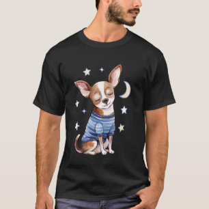 Schlafender Chihuahua Sterne und Mond Hundeliebhab T-Shirt
