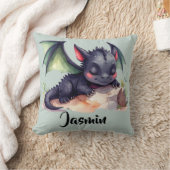 Schlafender Drache mit grünen Flügeln  Kissen (Decke)